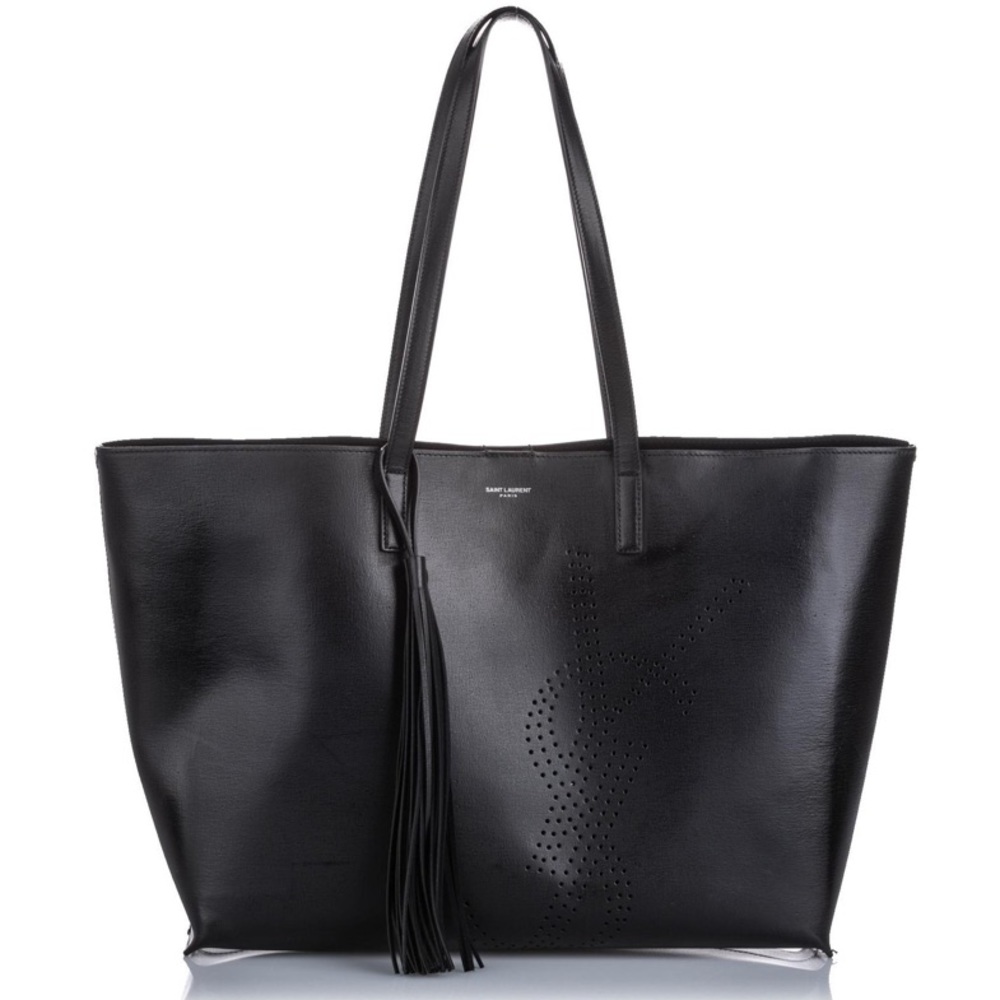 YSL SAINT LAURENT Calf Leather Shopping Tote BAG